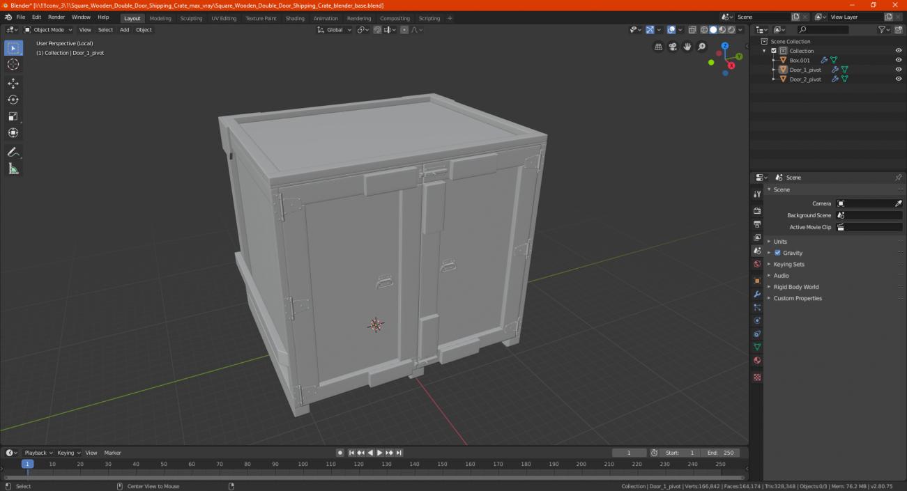 3D model Square Wooden Double Door Shipping Crate