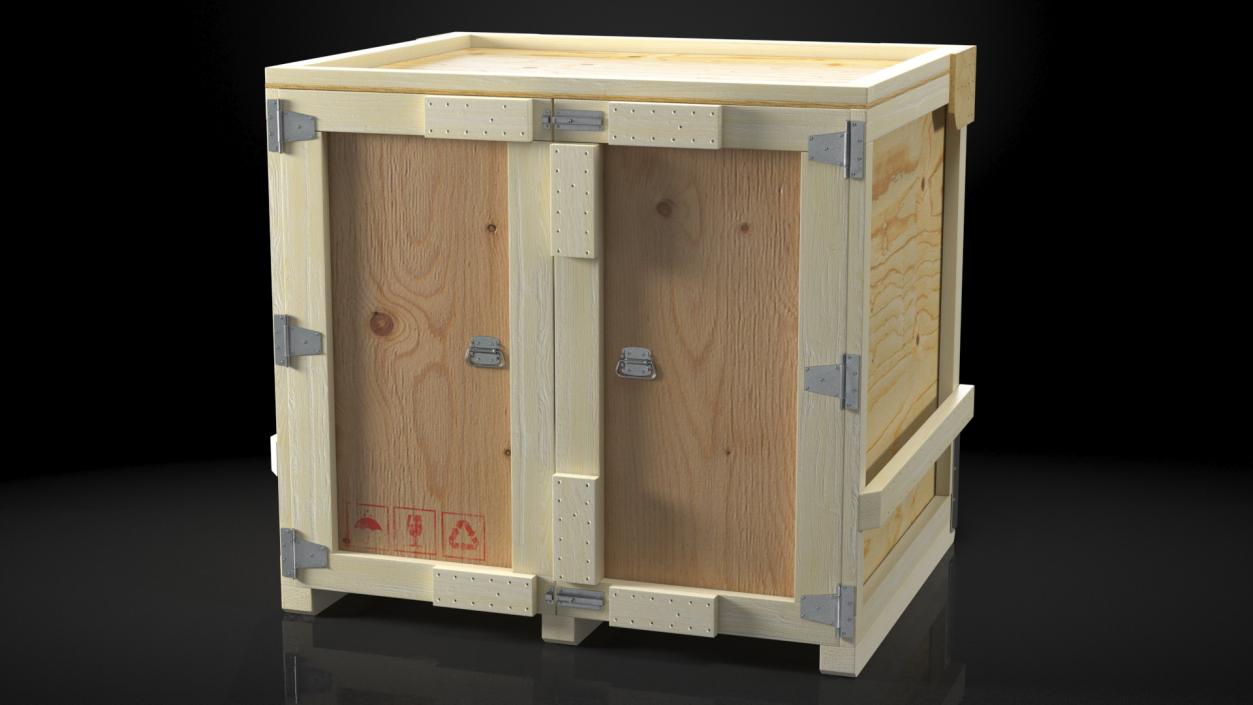 3D model Square Wooden Double Door Shipping Crate