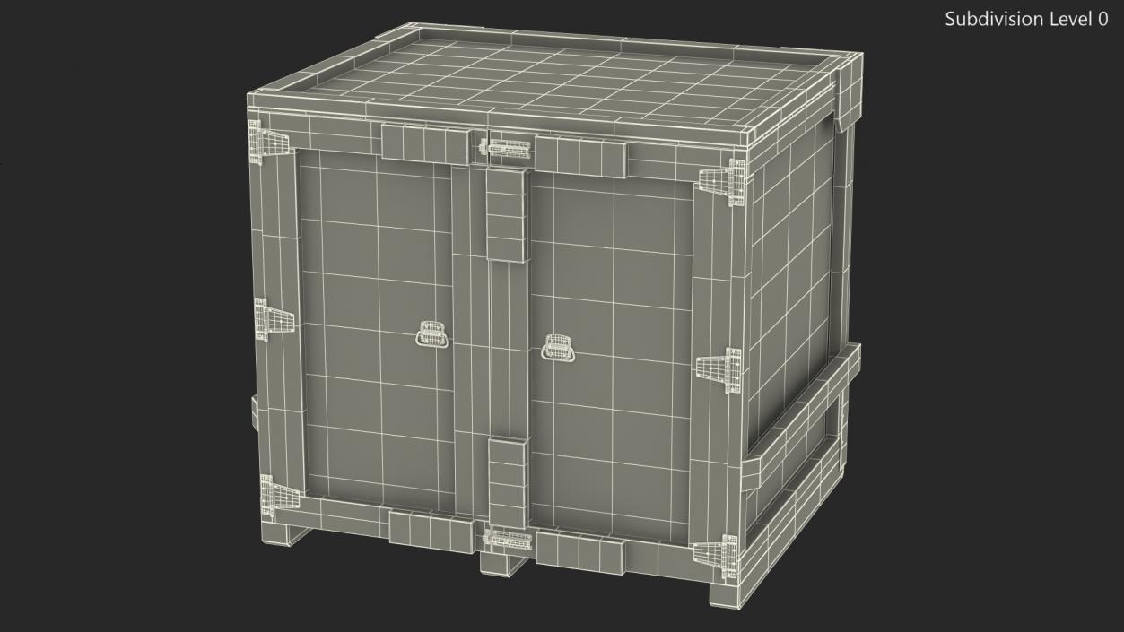 3D model Square Wooden Double Door Shipping Crate