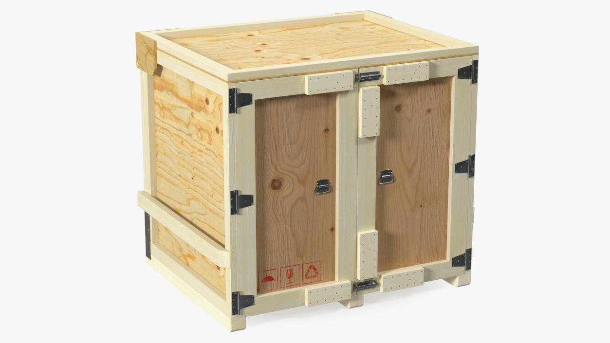 3D model Square Wooden Double Door Shipping Crate