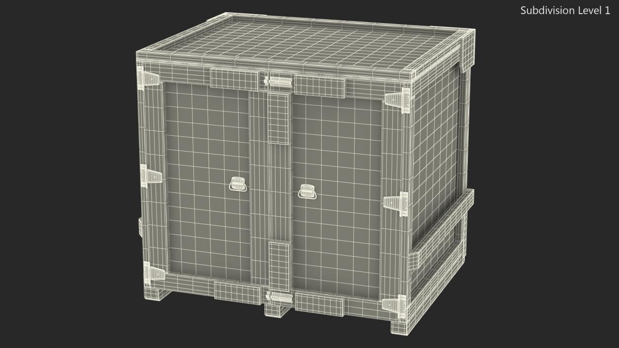 3D model Square Wooden Double Door Shipping Crate