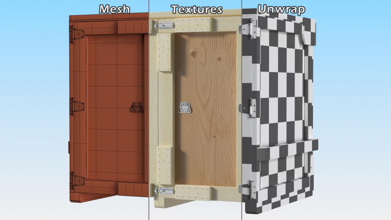 3D model Square Wooden Double Door Shipping Crate