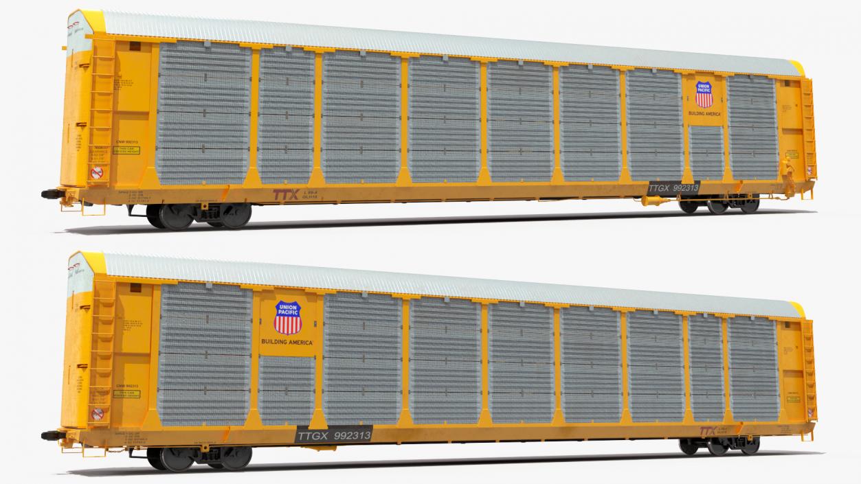 3D Generic Locomotive with Auto Rack Train Car model