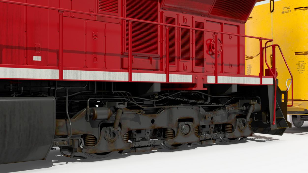 3D Generic Locomotive with Auto Rack Train Car model