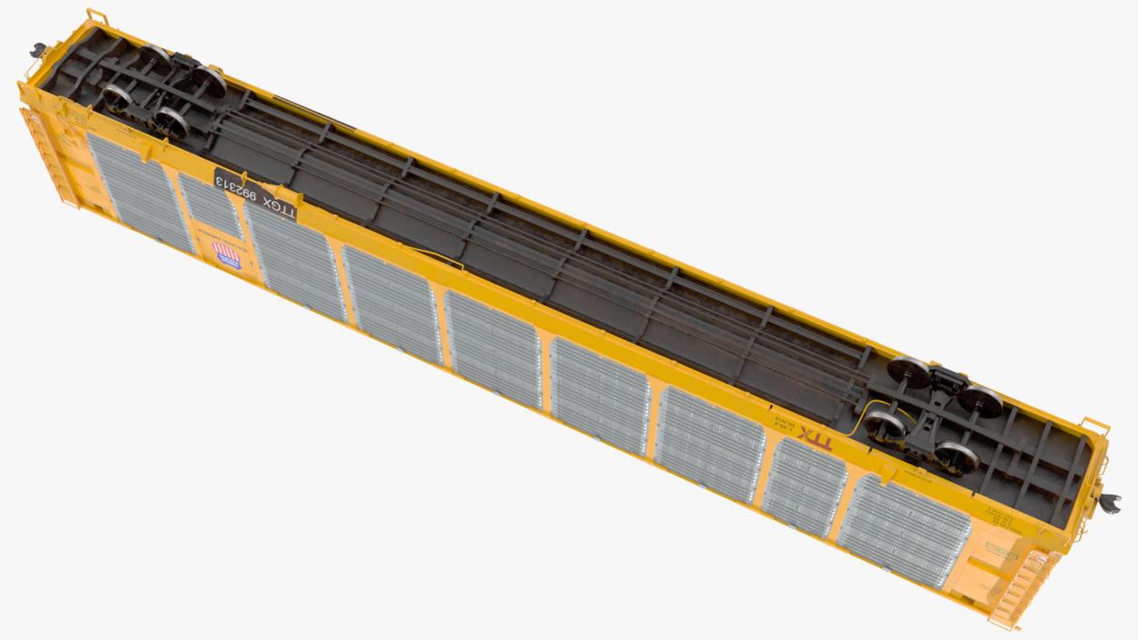 3D Generic Locomotive with Auto Rack Train Car model