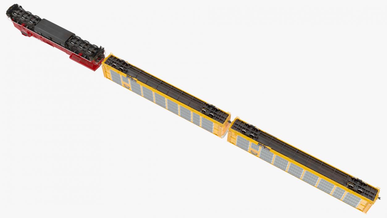 3D Generic Locomotive with Auto Rack Train Car model