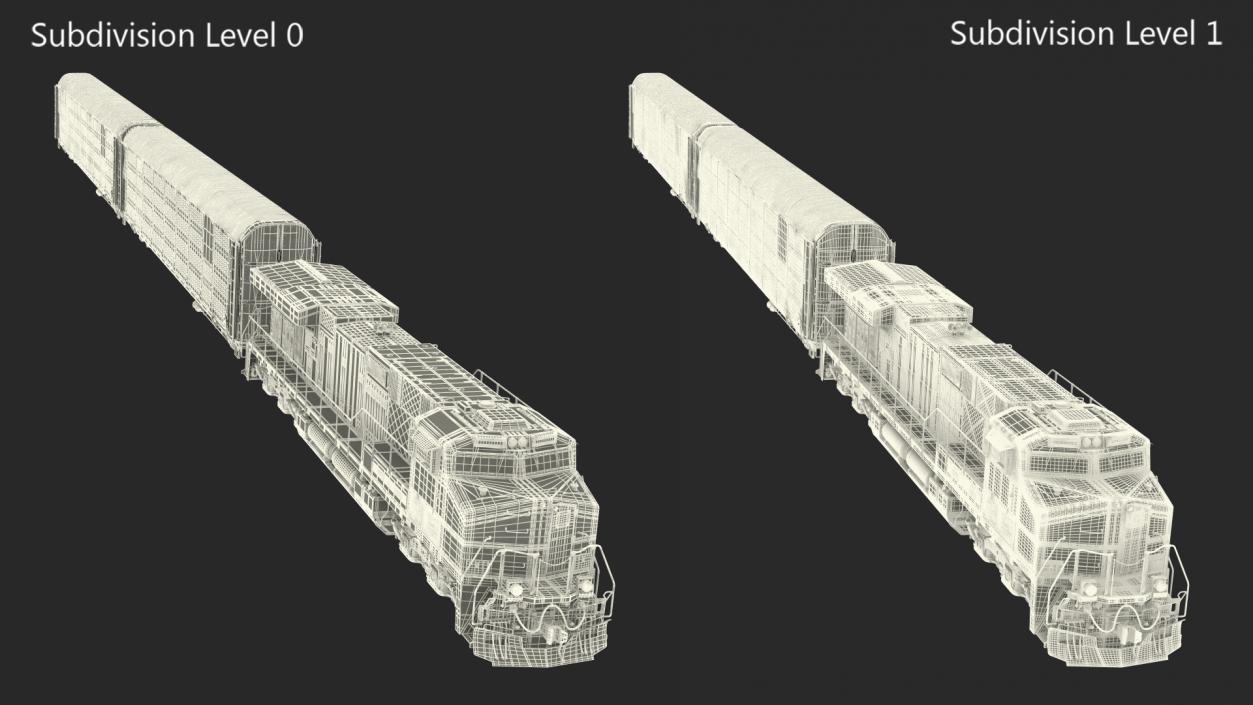 3D Generic Locomotive with Auto Rack Train Car model