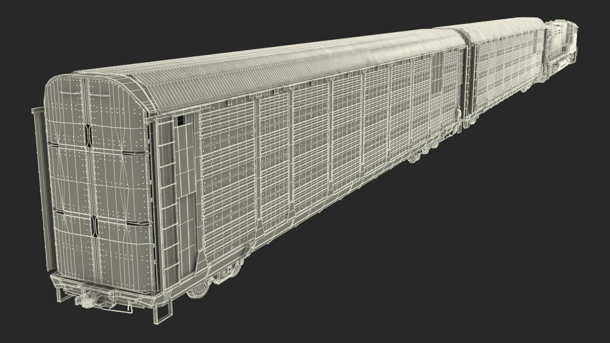 3D Generic Locomotive with Auto Rack Train Car model