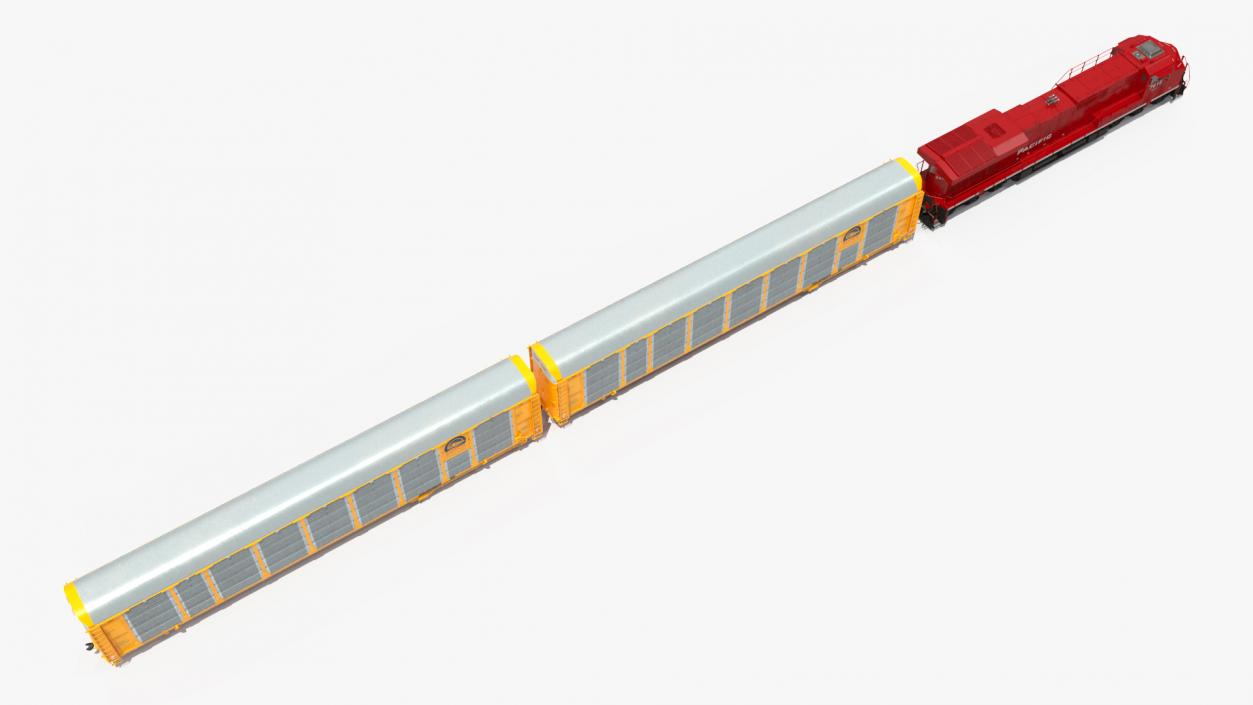 3D Generic Locomotive with Auto Rack Train Car model