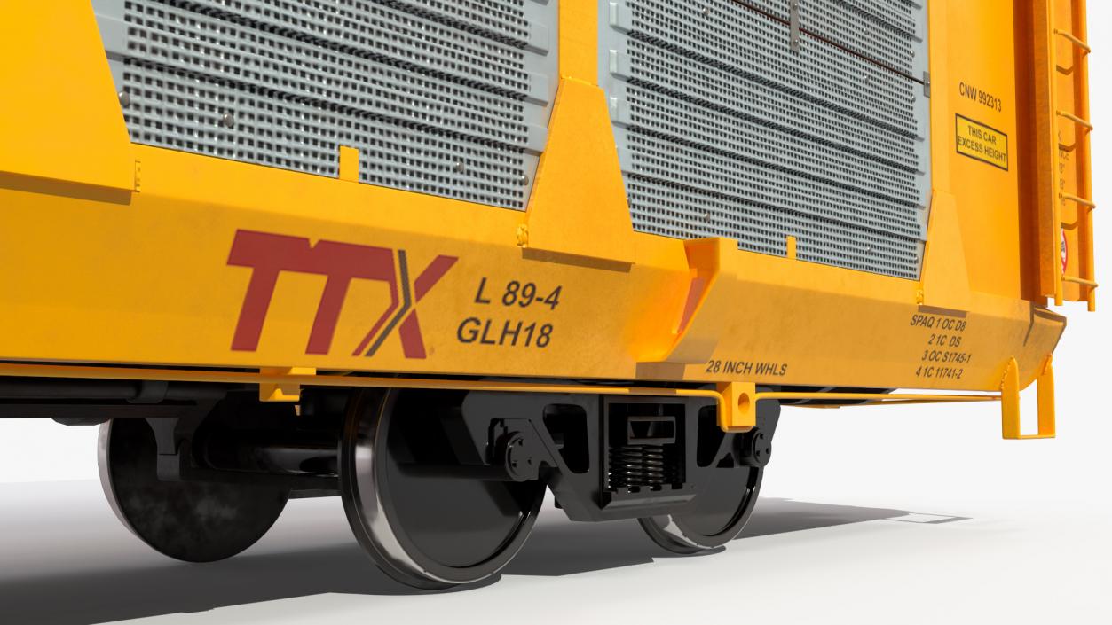 3D Generic Locomotive with Auto Rack Train Car model