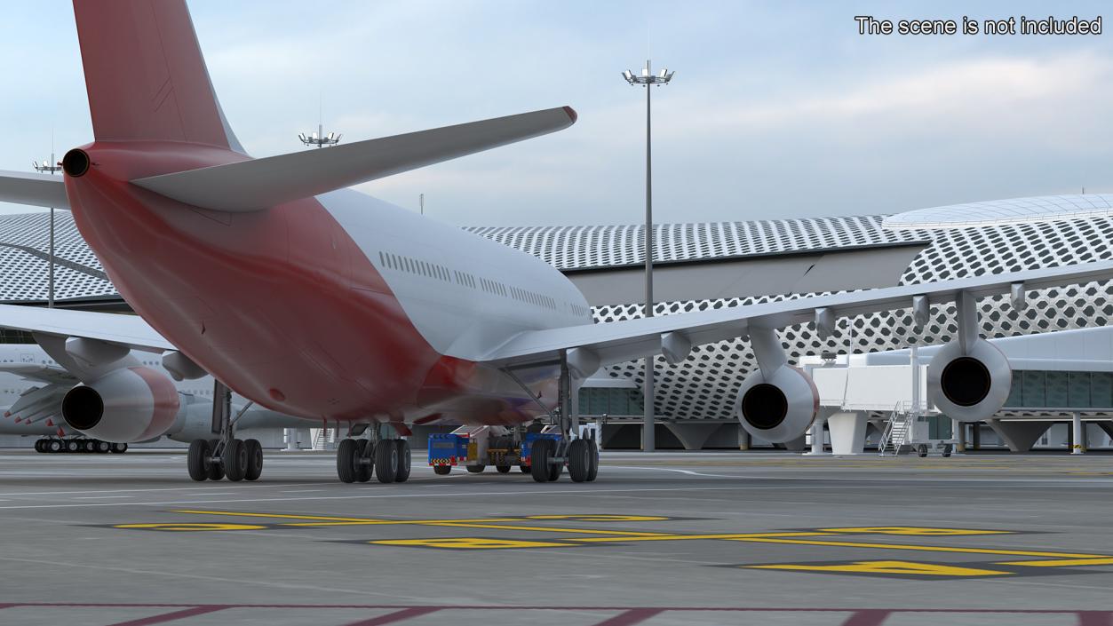 3D Airplane Pulled by Towing Tractor model