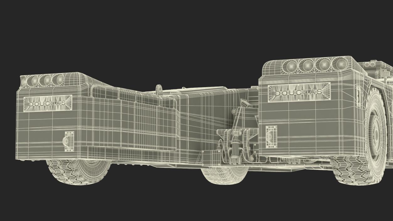 3D Airplane Pulled by Towing Tractor model