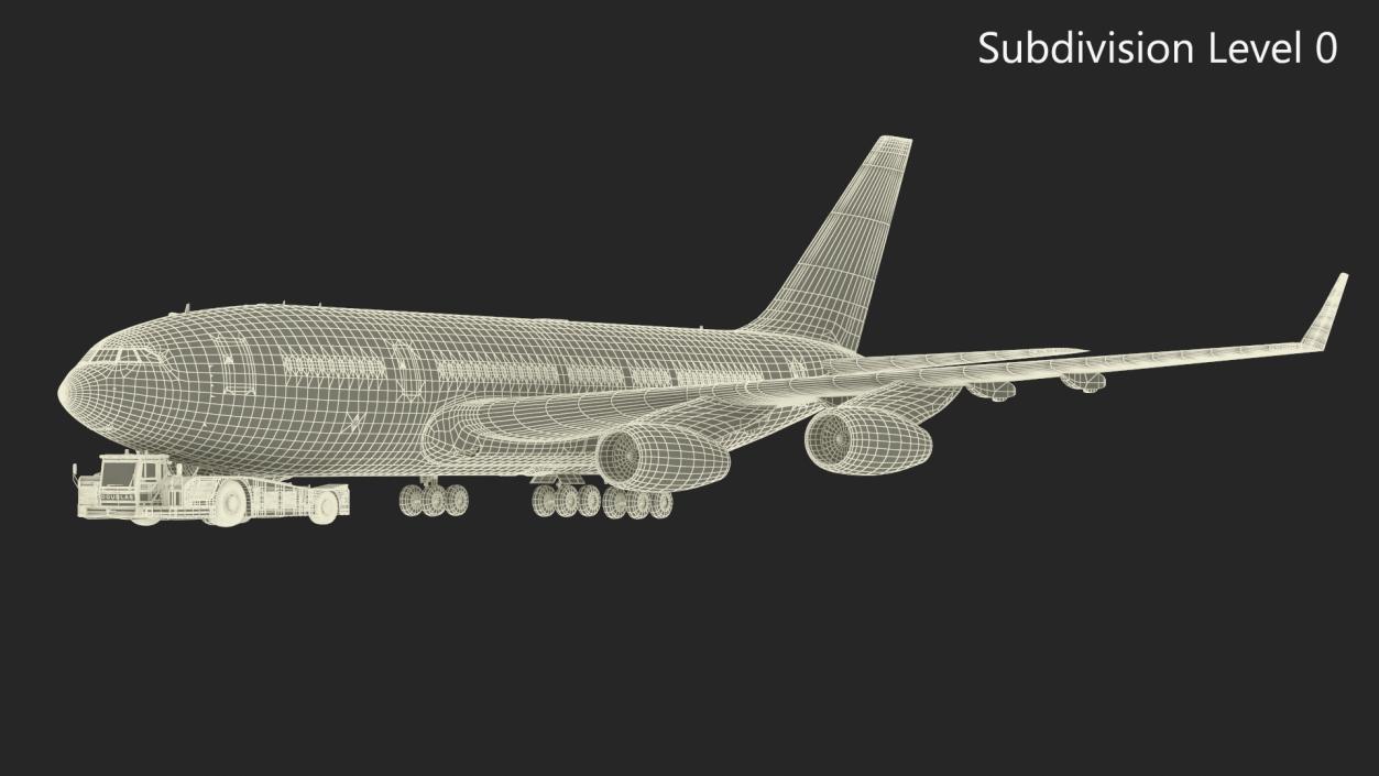 3D Airplane Pulled by Towing Tractor model