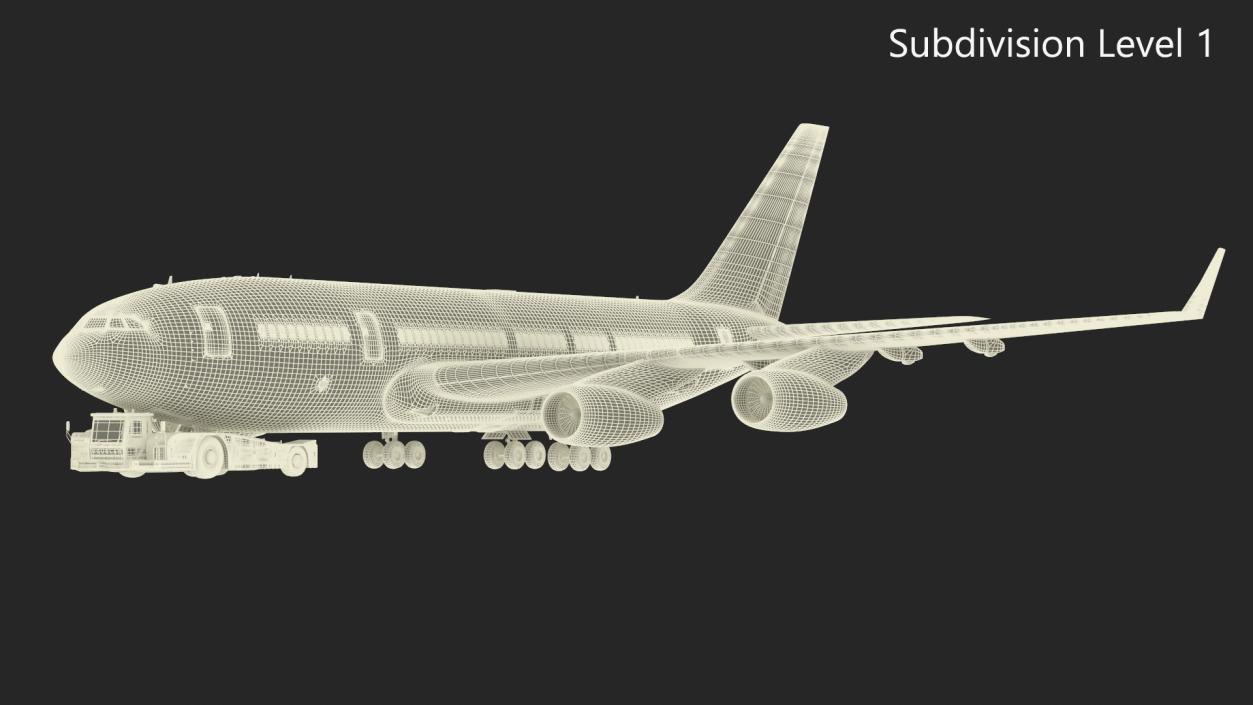 3D Airplane Pulled by Towing Tractor model