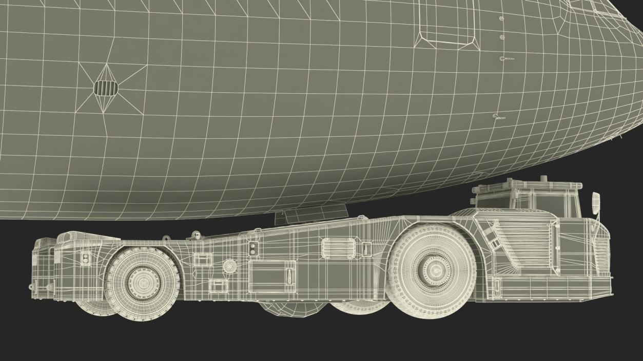 3D Airplane Pulled by Towing Tractor model