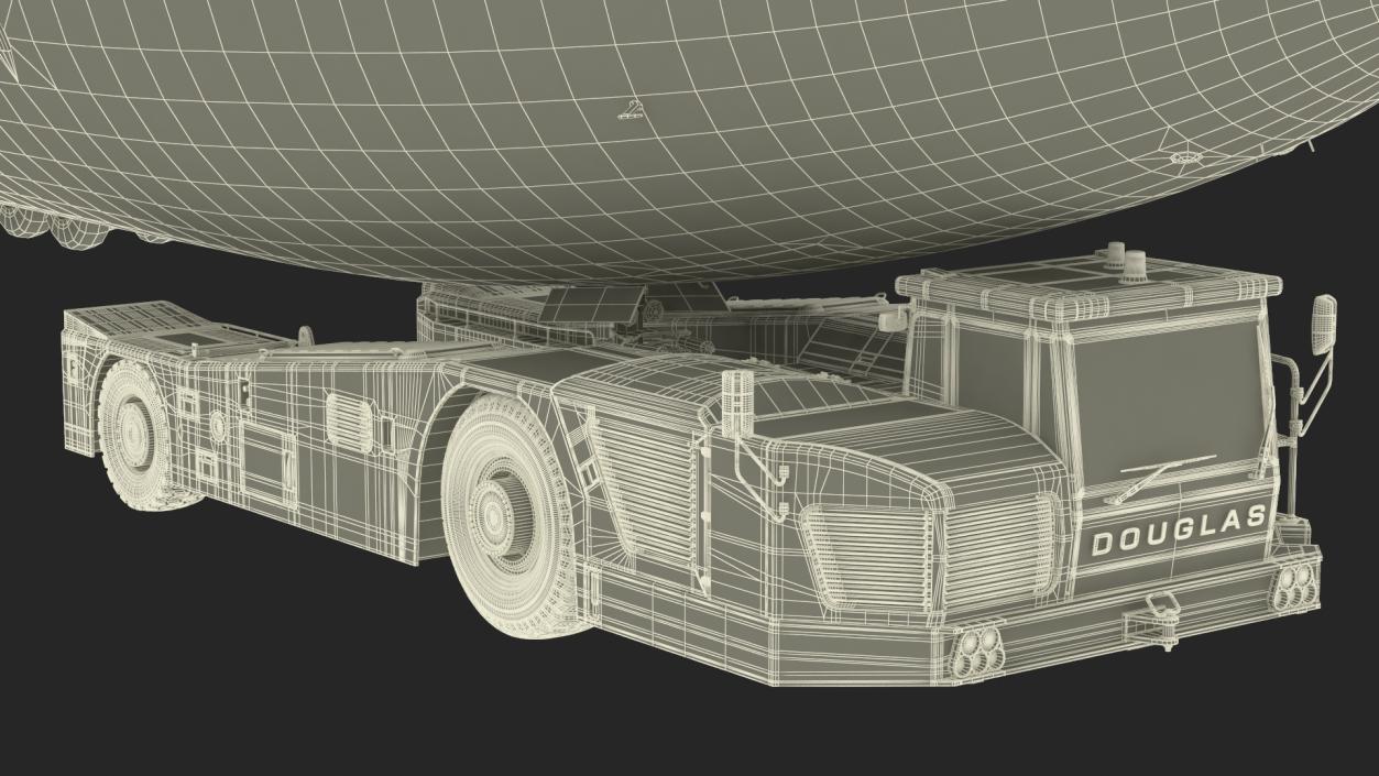 3D Airplane Pulled by Towing Tractor model