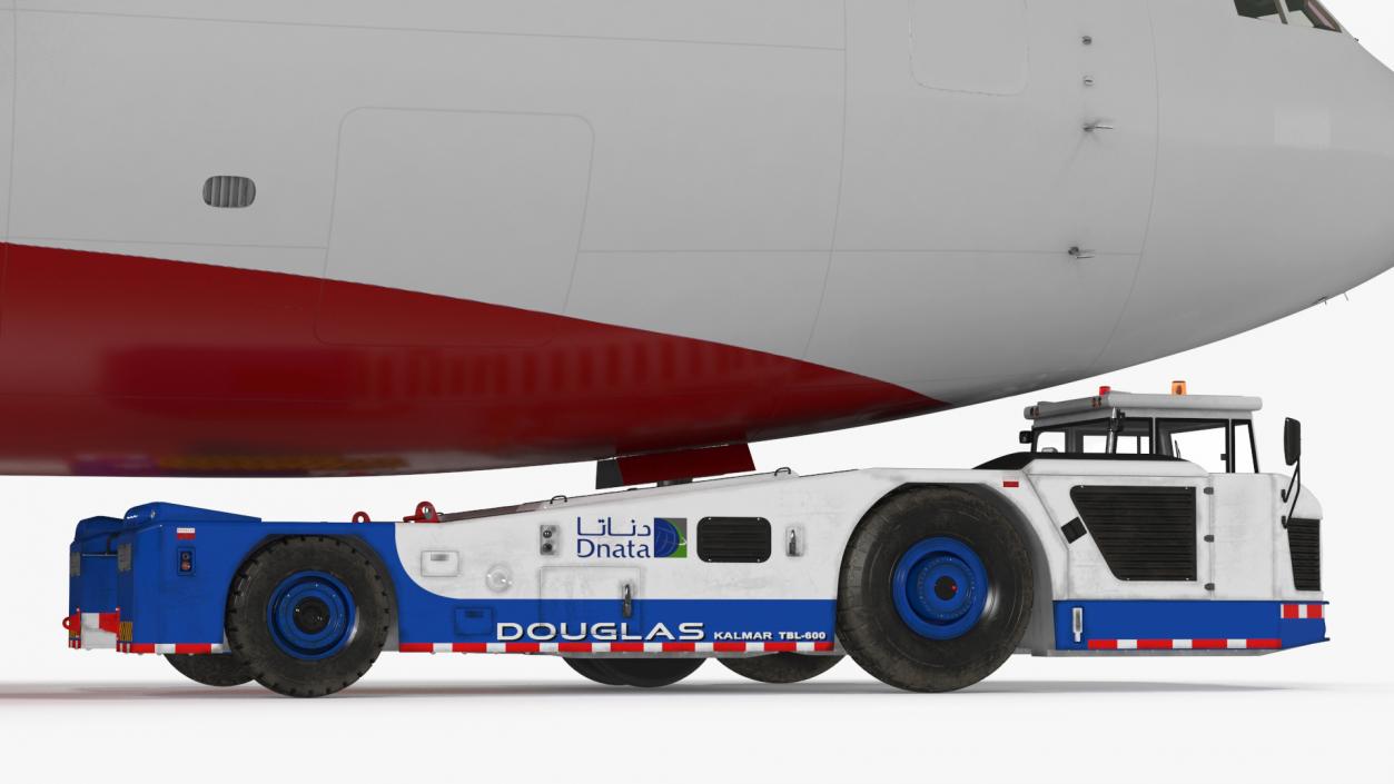 3D Airplane Pulled by Towing Tractor model