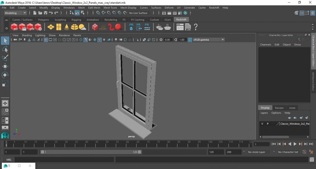 3D model Classic Window 2x2 Panels