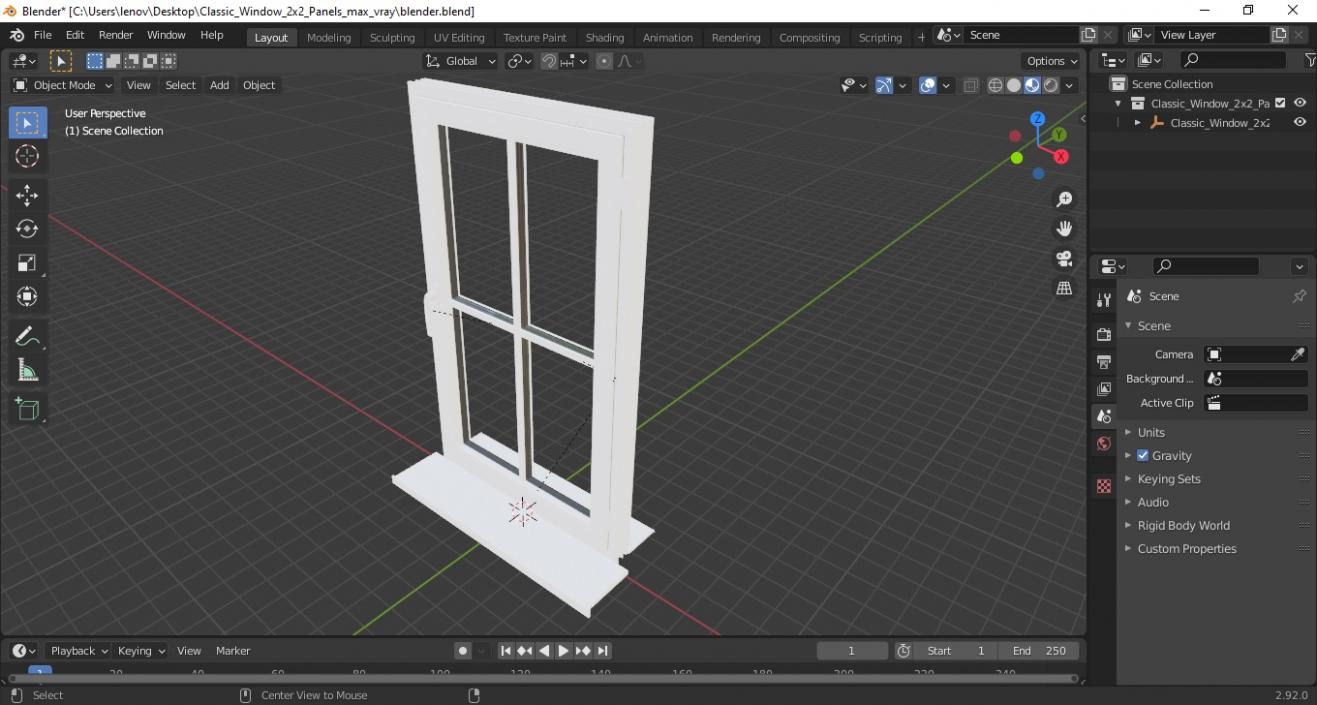 3D model Classic Window 2x2 Panels