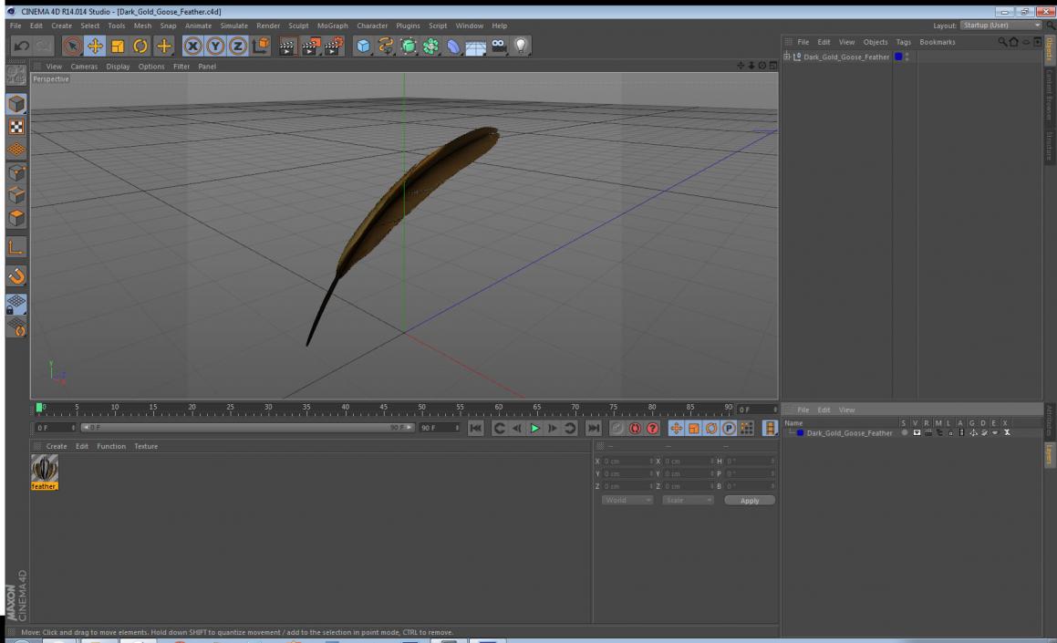 3D Dark Gold Goose Feather model