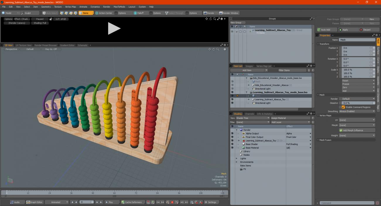 3D Learning Subtract Abacus Toy model