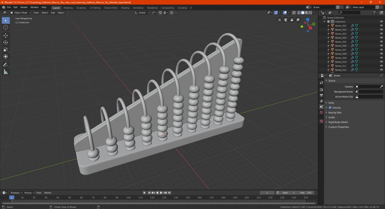 3D Learning Subtract Abacus Toy model