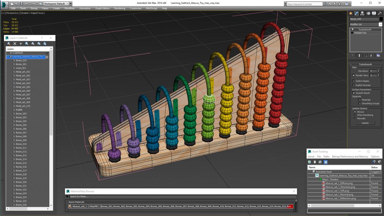 3D Learning Subtract Abacus Toy model