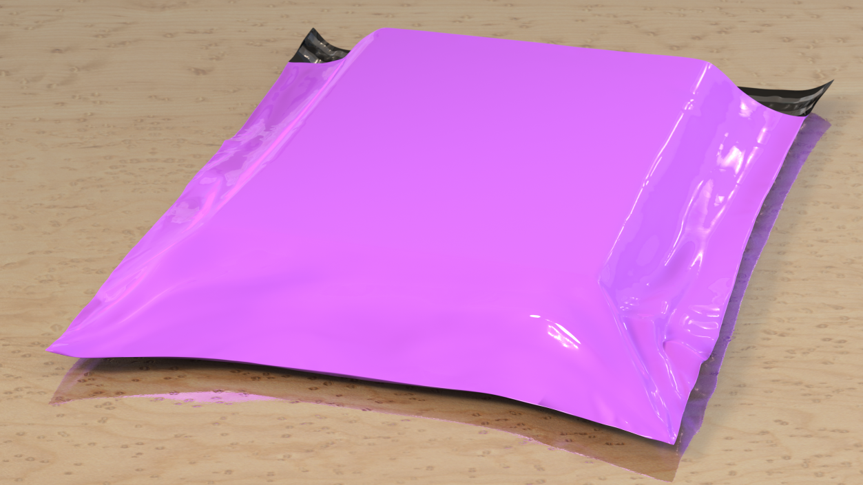 3D Poly Mailer Plastic Bag Pink Open model