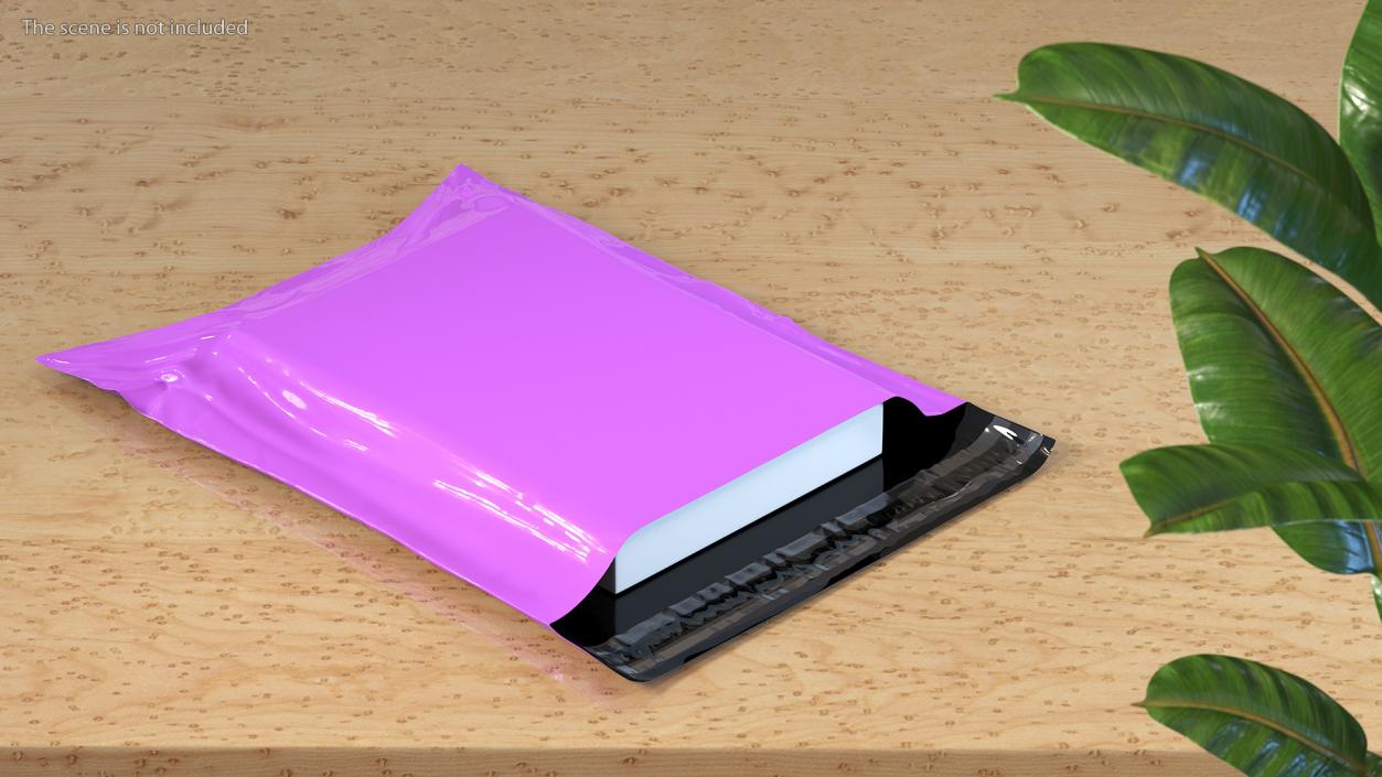 3D Poly Mailer Plastic Bag Pink Open model