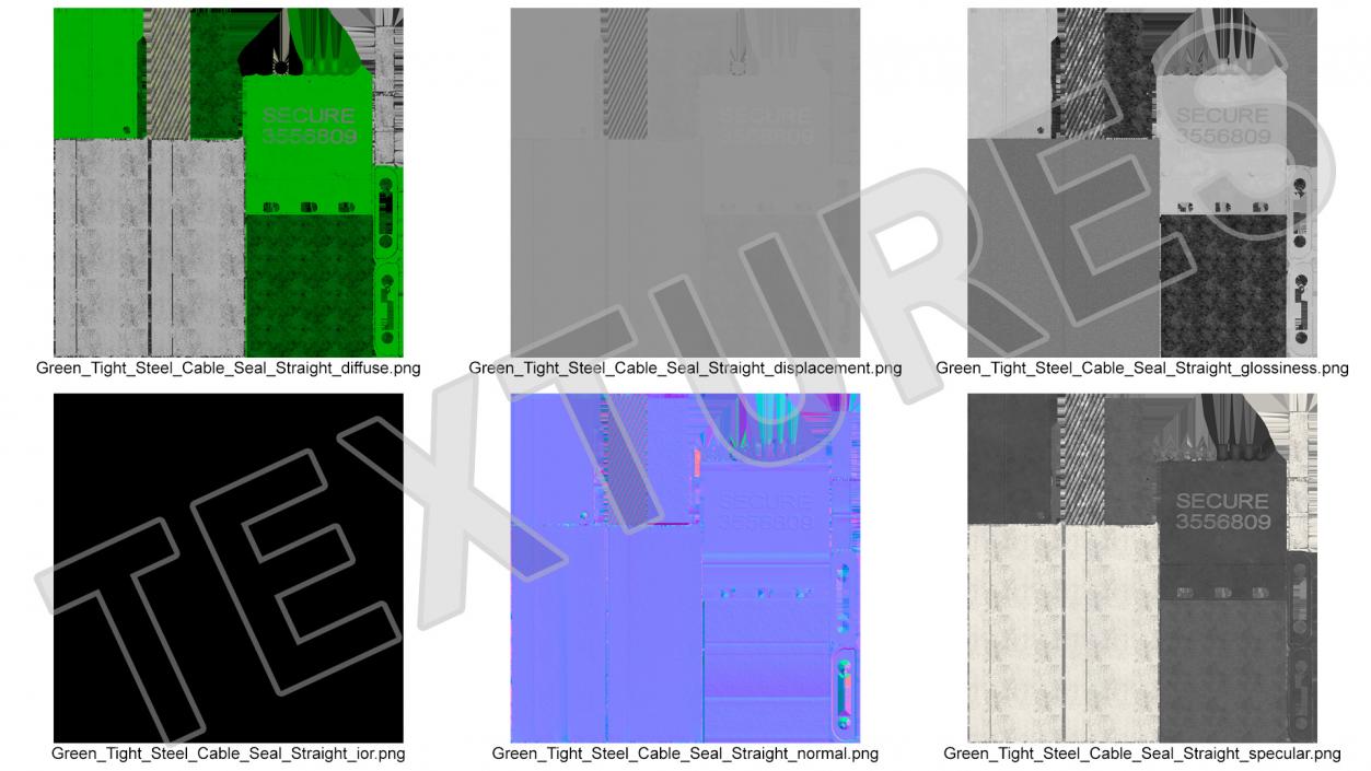 Green Tight Steel Cable Seal Straight 3D