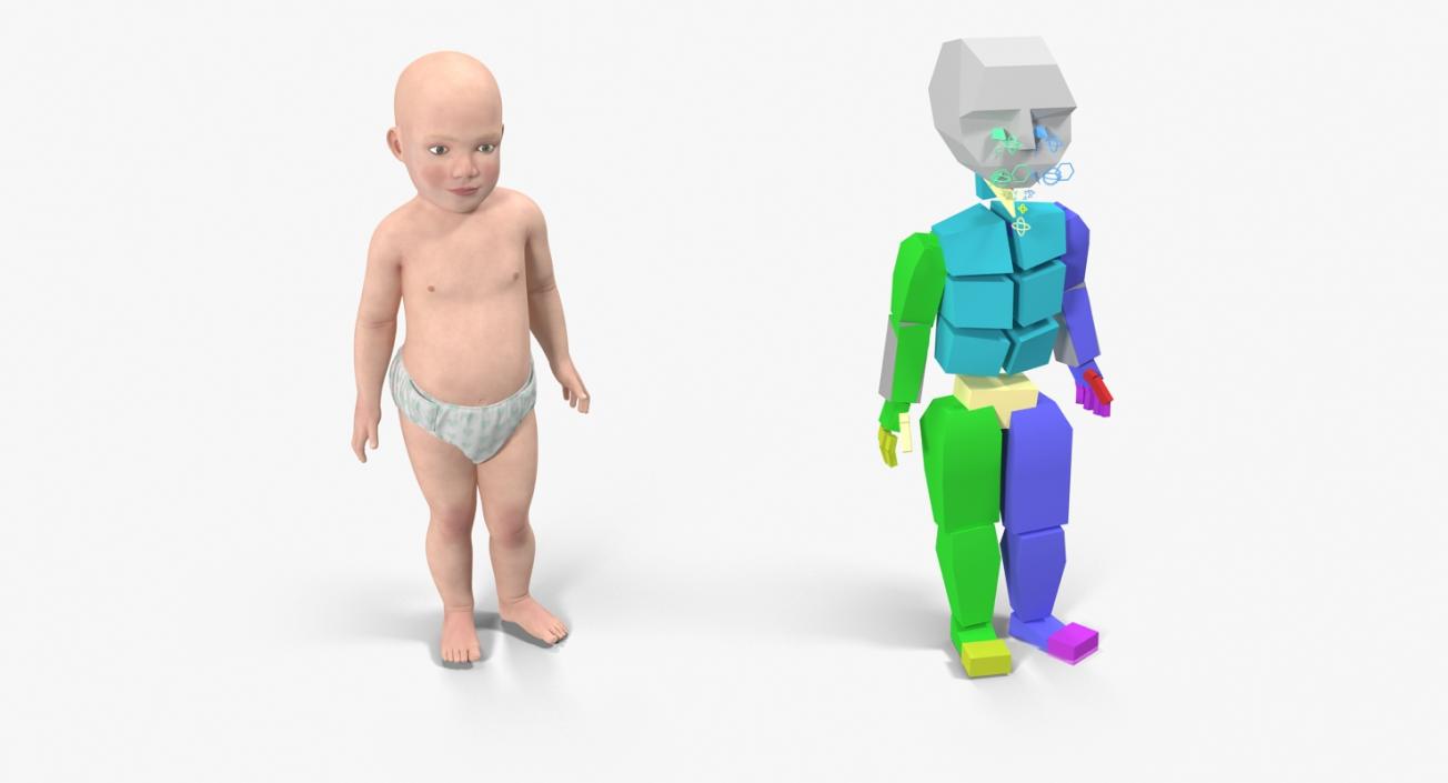 3D Small Baby Boy Rigged