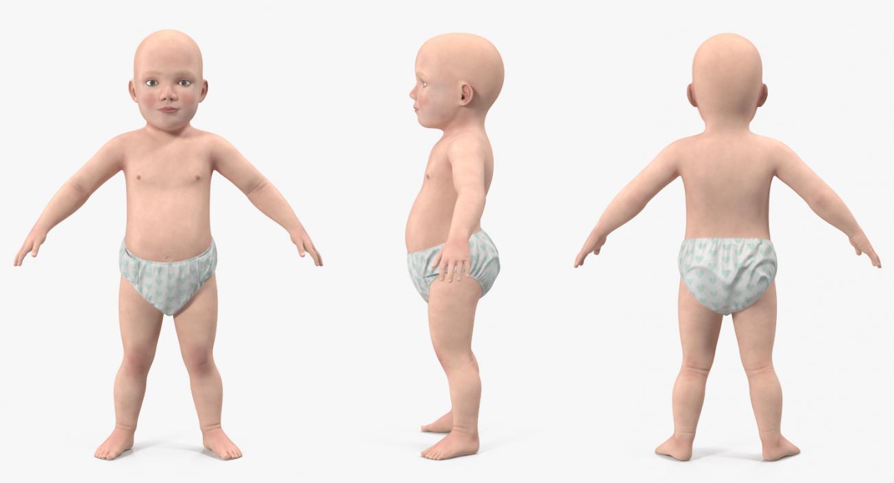 3D Small Baby Boy Rigged