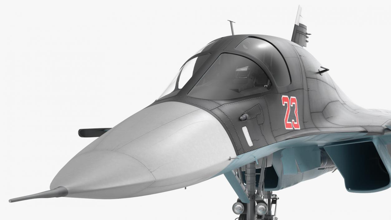 3D Su 34 Aircraft with X-31PM Supersonic Missile Rigged for Cinema 4D