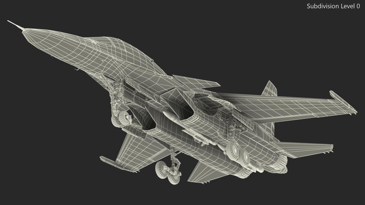 3D Su 34 Aircraft with X-31PM Supersonic Missile Rigged for Cinema 4D