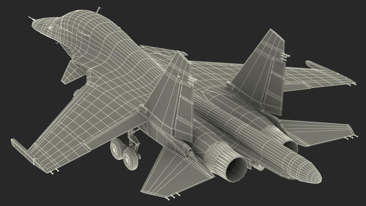 3D Su 34 Aircraft with X-31PM Supersonic Missile Rigged for Cinema 4D