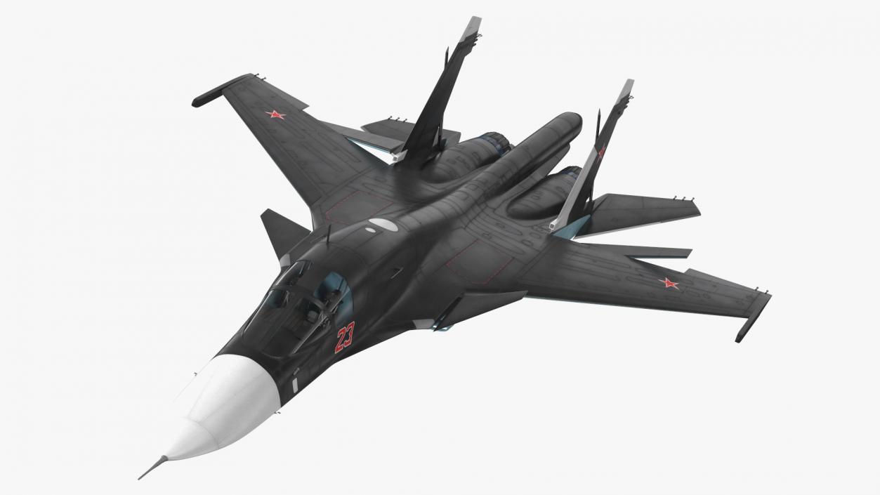 3D Su 34 Aircraft with X-31PM Supersonic Missile Rigged for Cinema 4D