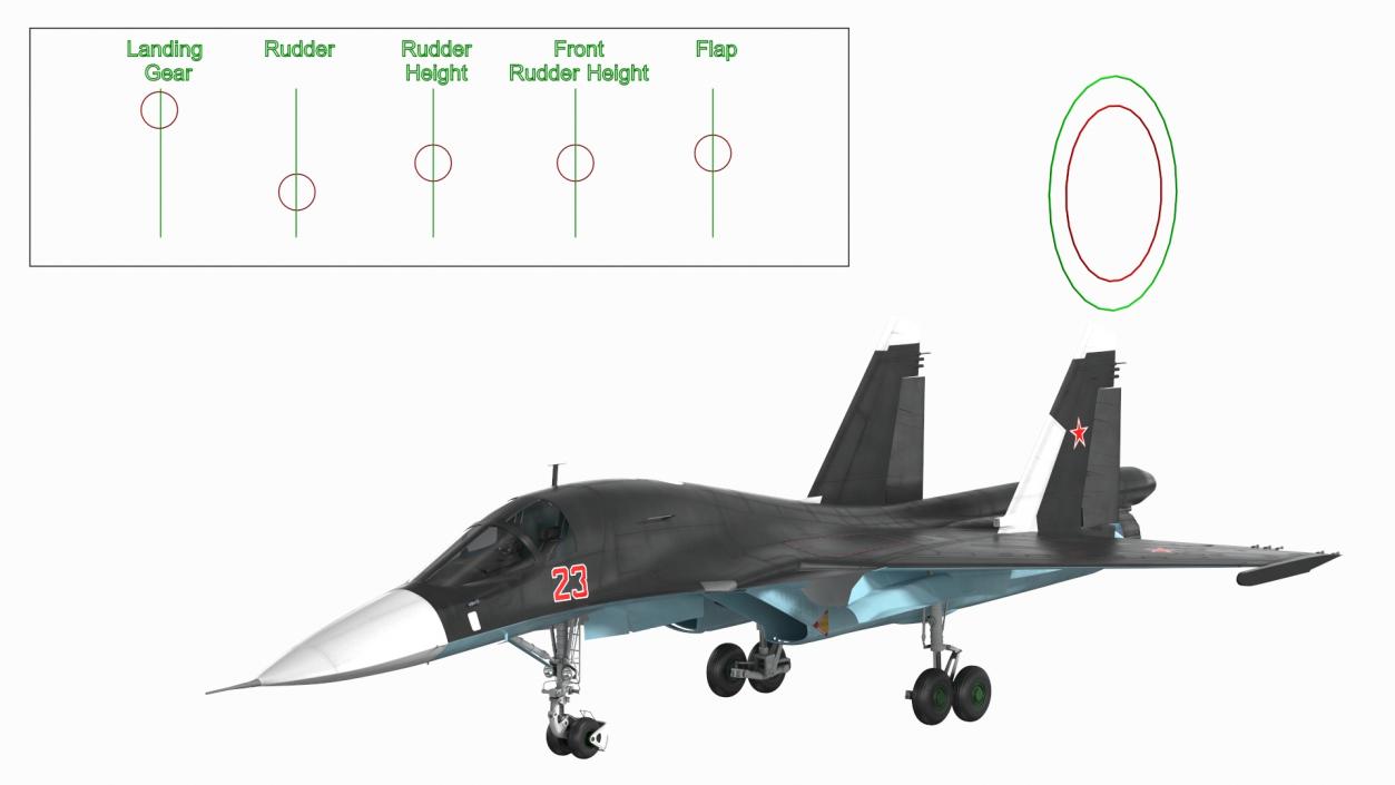 3D Su 34 Aircraft with X-31PM Supersonic Missile Rigged for Cinema 4D