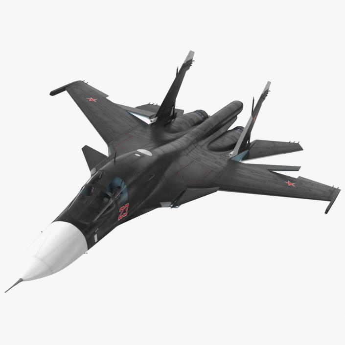 3D Su 34 Aircraft with X-31PM Supersonic Missile Rigged for Cinema 4D