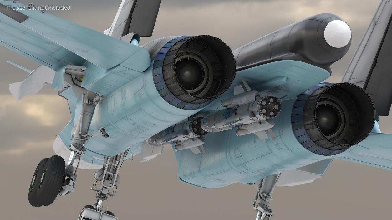 3D Su 34 Aircraft with X-31PM Supersonic Missile Rigged for Cinema 4D