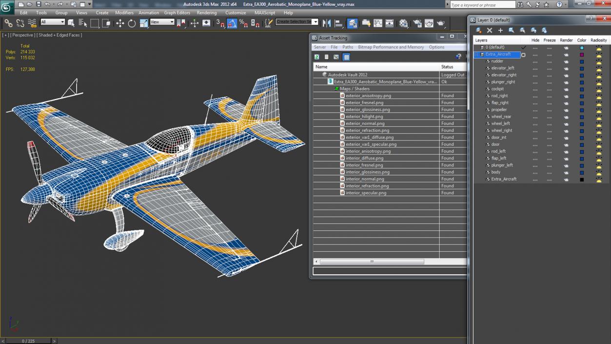 3D Extra EA300 Aerobatic Monoplane Blue-Yellow model