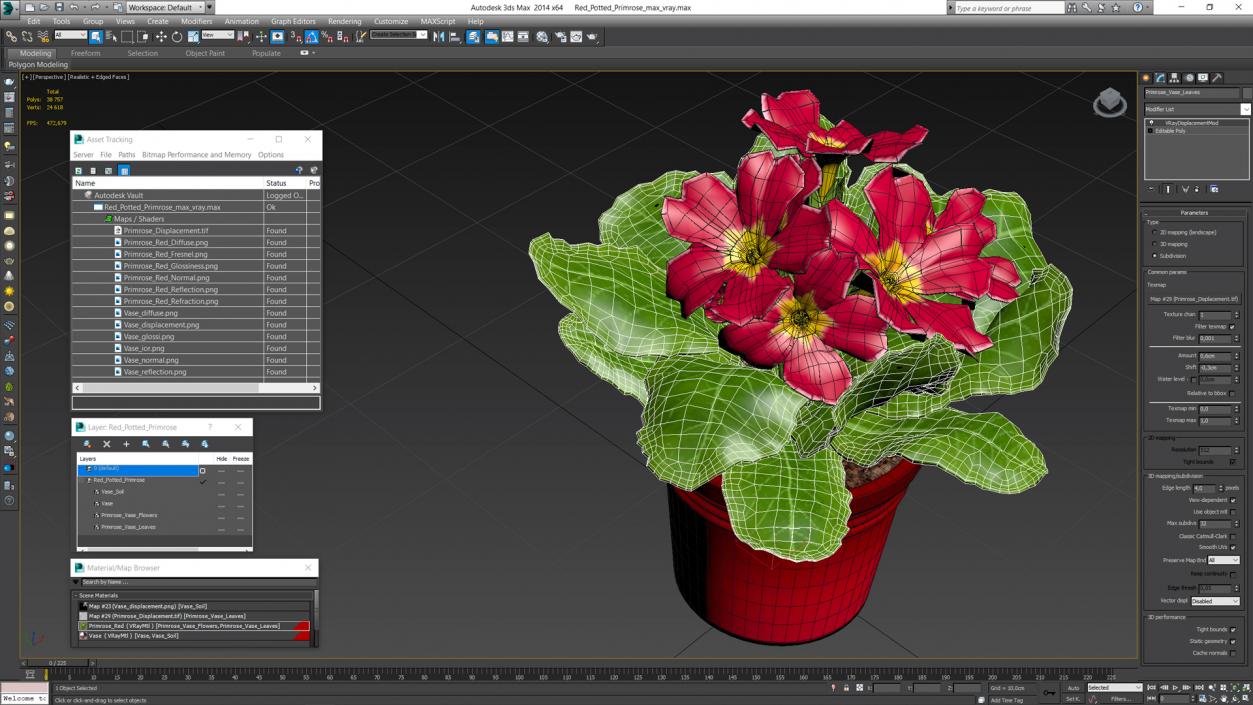 Red Potted Primrose 3D model