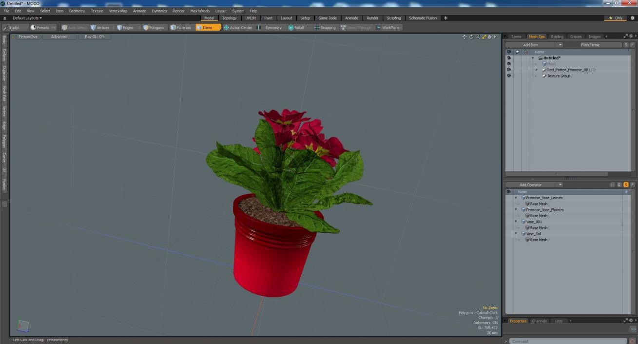 Red Potted Primrose 3D model