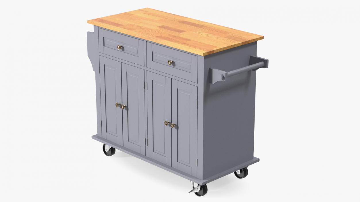 Rolling Kitchen Island Grey 3D