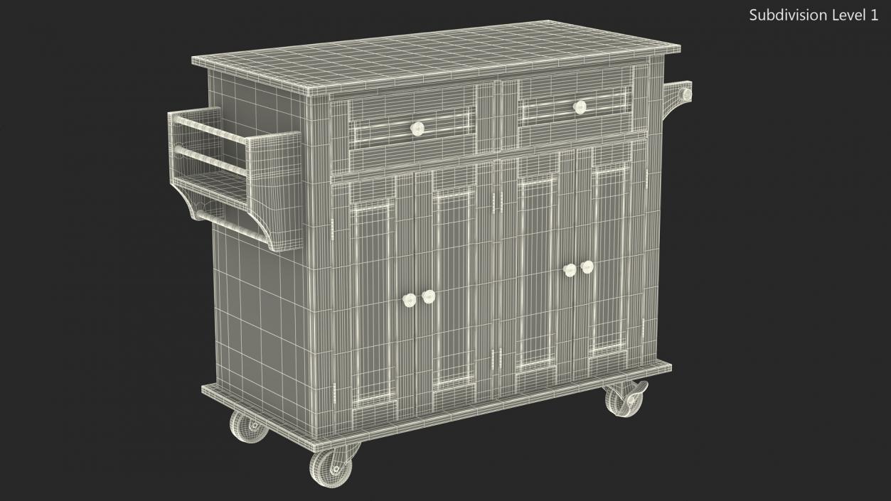 Rolling Kitchen Island Grey 3D