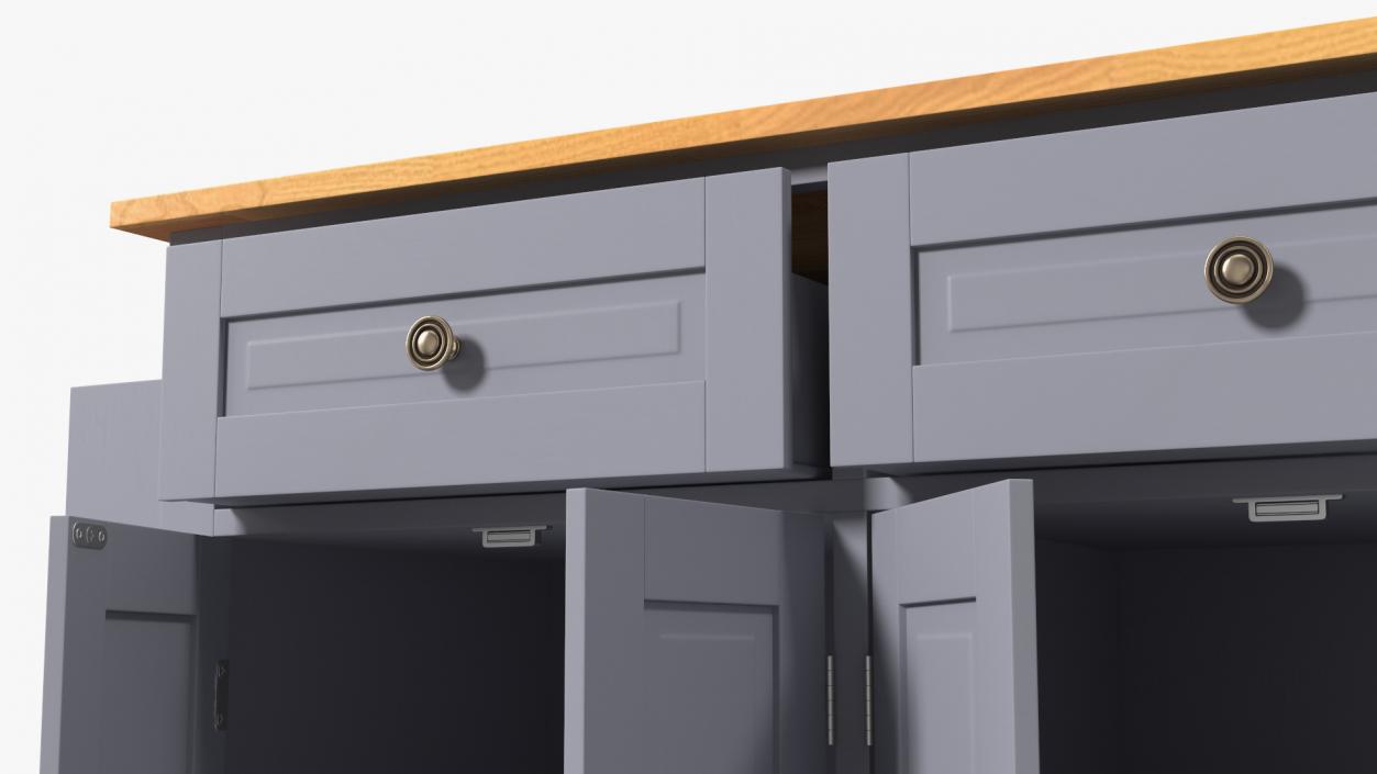 Rolling Kitchen Island Grey 3D