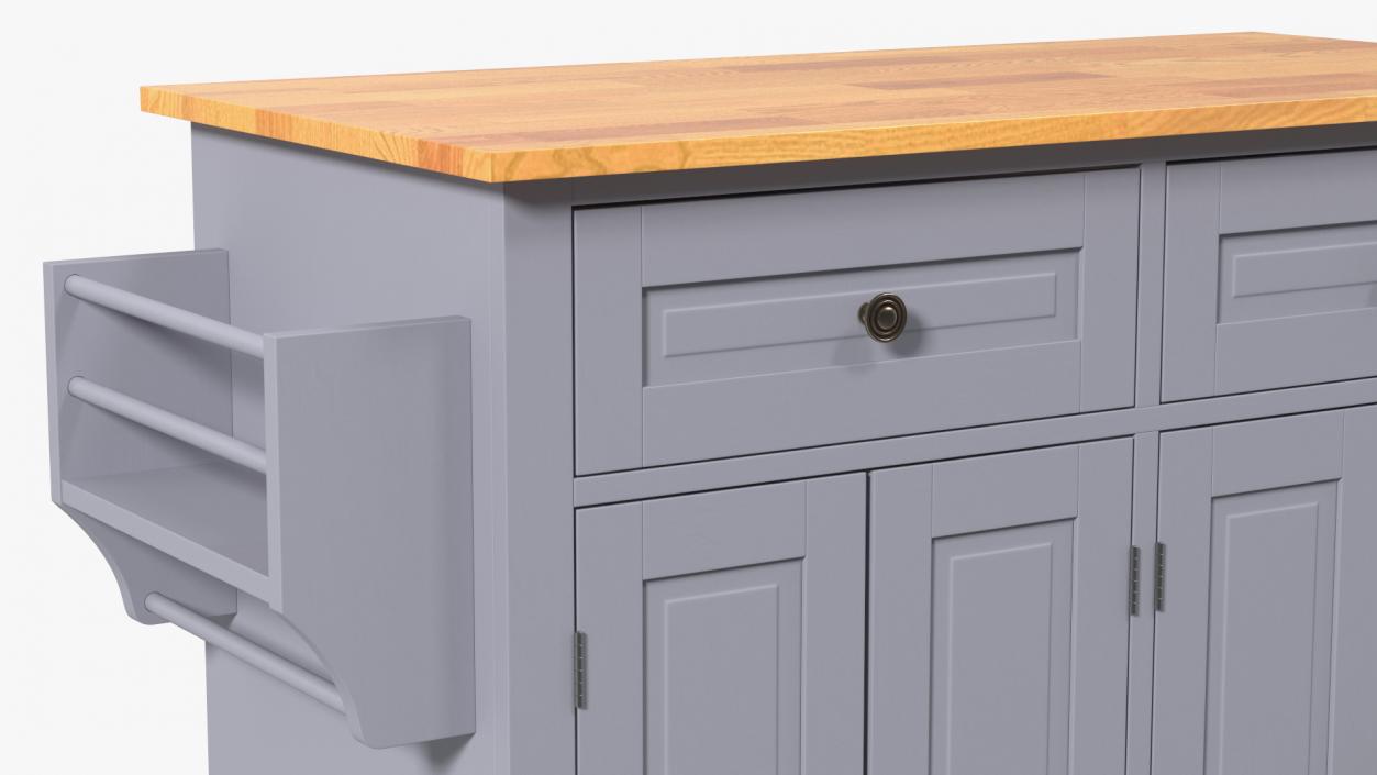 Rolling Kitchen Island Grey 3D