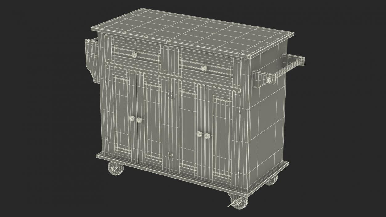 Rolling Kitchen Island Grey 3D