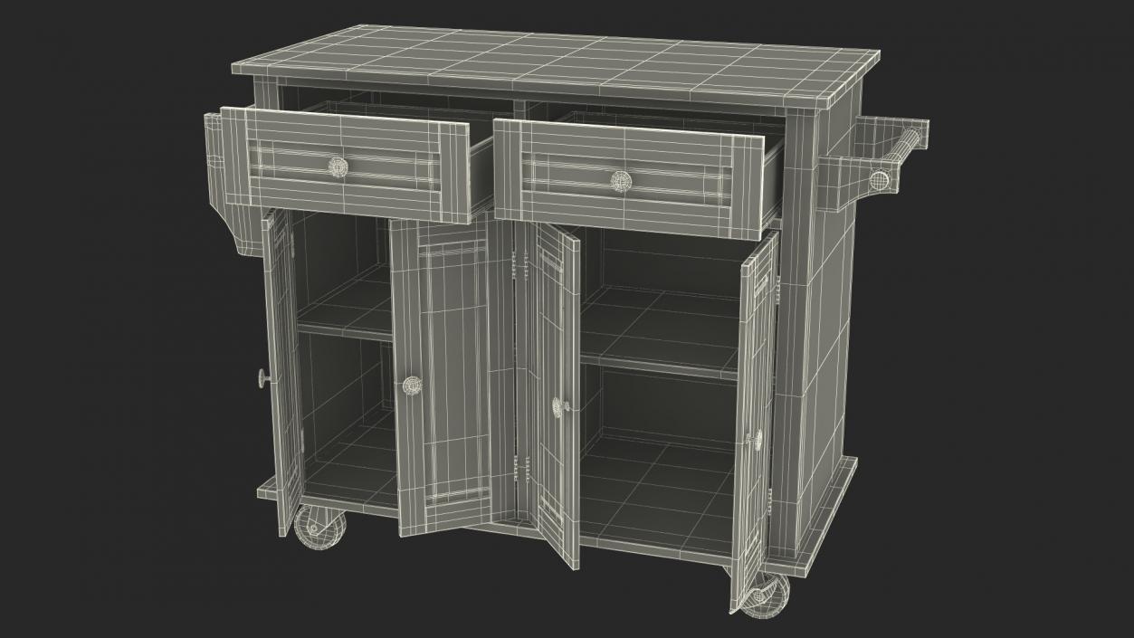 Rolling Kitchen Island Grey 3D