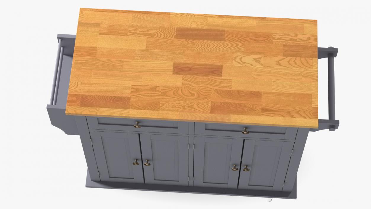 Rolling Kitchen Island Grey 3D