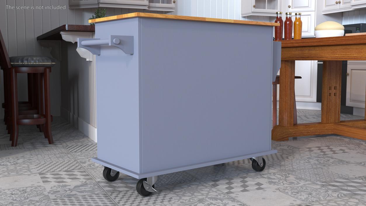 Rolling Kitchen Island Grey 3D